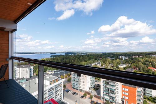 a view from the balcony of a apartment at Tower Cabin in Tampere