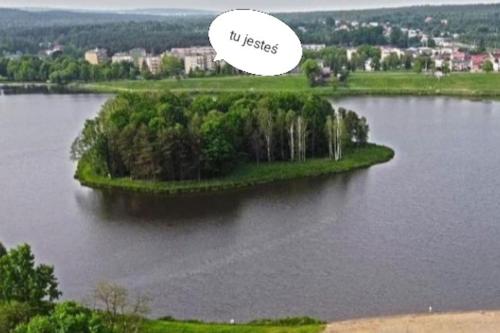 an island in the middle of a lake at Suchedniów mieszkanie in Suchedniów