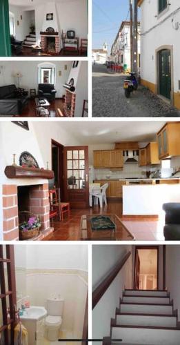 a collage of photos of a house with a staircase at Casa de Alpalhão in Alpalhão