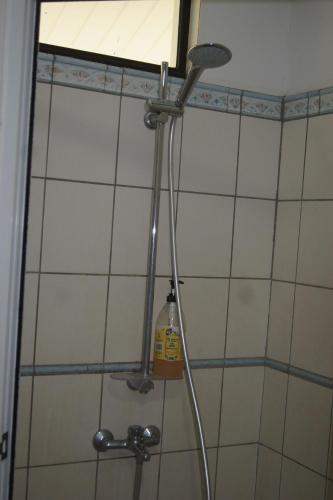 prysznic z wężem i butelką w łazience w obiekcie Vanylle Lodge w mieście Punaauia