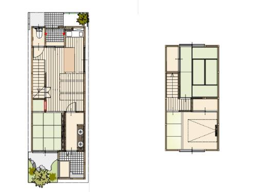 a floor plan of the proposed redevelopment of a building at 京町　朱雀 in Kyoto