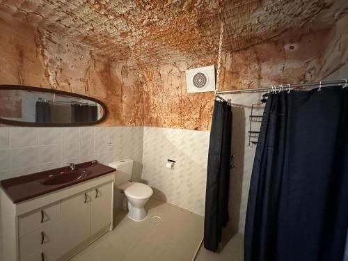 a bathroom with a toilet and a sink and a shower at Comfort Inn Coober Pedy Experience in Coober Pedy