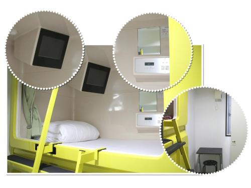 大阪市にあるHotel Shin-Imamiya - Vacation STAY 36300vのベッド1台とテレビが備わる小さな客室です。
