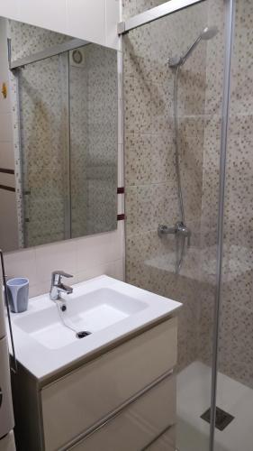 a bathroom with a sink and a shower at The Apartment in Gran Tarajal