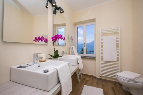 プレージオにあるPlesio Rustico Panoramicaのバスルーム(洗面台、トイレ、鏡付)