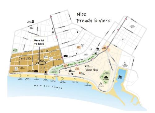 ニースにあるAppartement À Meyerbeerのフランスのリビエラ市地図