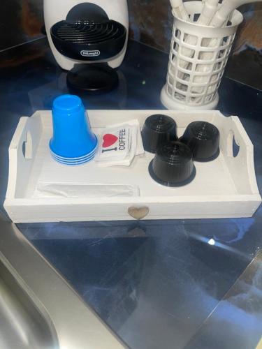 a toy stove with a blue top on a counter at Alex mary home in Naples