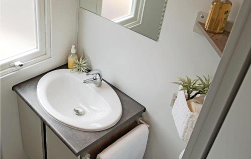 ein Bad mit einem Waschbecken und einem Spiegel in der Unterkunft Stunning Home In Hvide Sande With House A Panoramic View in Hvide Sande