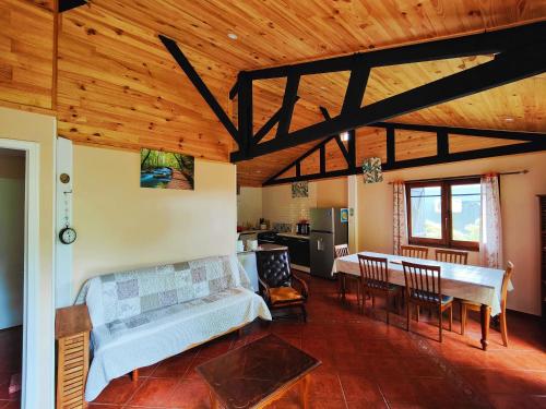 聖貝努瓦的住宿－Chalet Combava，客厅配有沙发和桌子