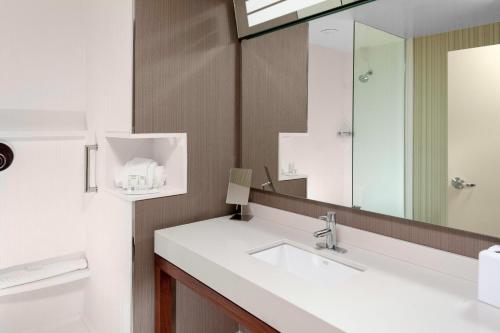 a bathroom with a sink and a mirror at Courtyard by Marriott St. Louis West County in Saint Louis