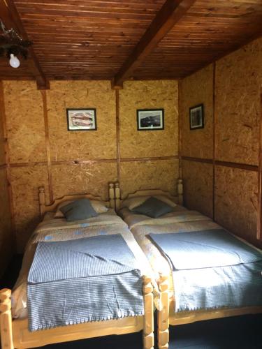 a bedroom with two beds in a room at Beli Kamen etno selo in Prokuplje