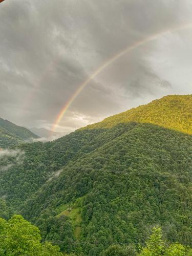 ein Regenbogen über einem grünen Berg in der Unterkunft Welcome to your home in Green Nature in Rize