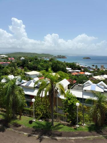 arial view of a city with palm trees and houses at Appartements vue mer - Résidence de la baie - Tartane in La Trinité