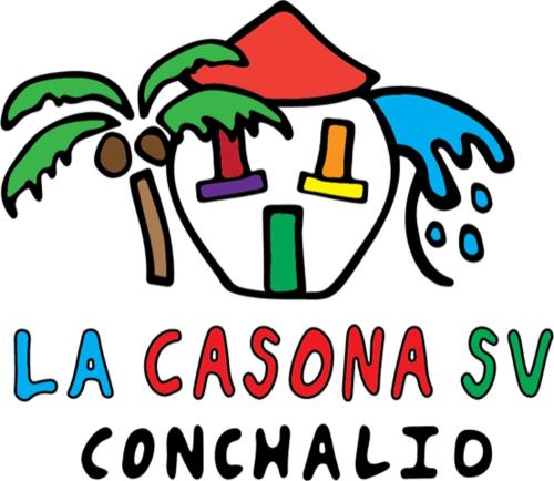 a drawing of a pineapple and a palm tree at LA CASONA SV Hostal in La Libertad
