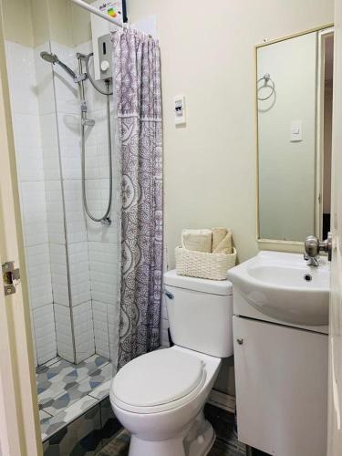 a bathroom with a toilet and a shower and a sink at M’iski house in Urbanizacion Buenos Aires