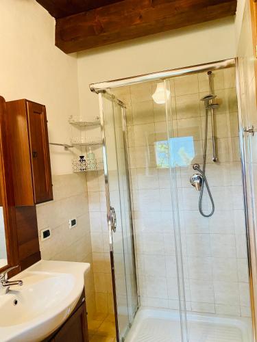 a bathroom with a shower and a sink at Cottage Nonnannita in Frascara