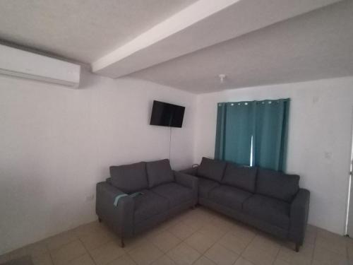 a living room with a couch and a television at RESIDENCIA EN VERACRUZ in Veracruz