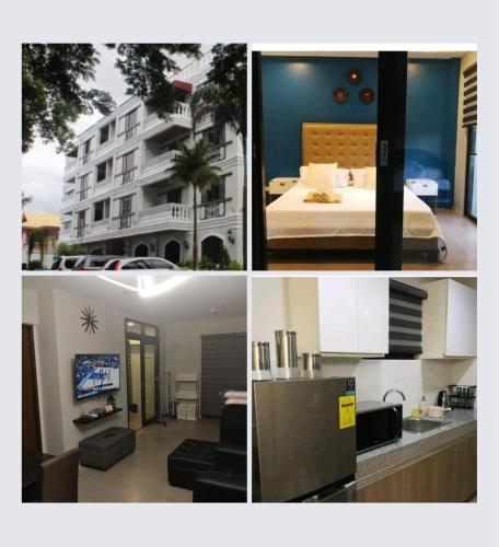 a collage of photos of a hotel and a room at CONDO UNIT walking distance to CALLE CRISOLOGO in Ayusan Norte