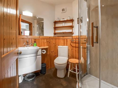 ein Bad mit einem WC, einem Waschbecken und einer Dusche in der Unterkunft Garden Cottage in Linlithgow
