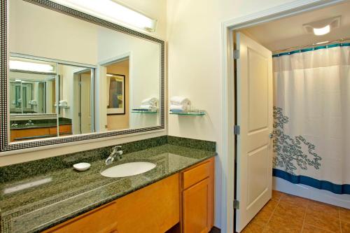 a bathroom with a sink and a large mirror at Residence Inn Bridgewater Branchburg in Branchburg Park