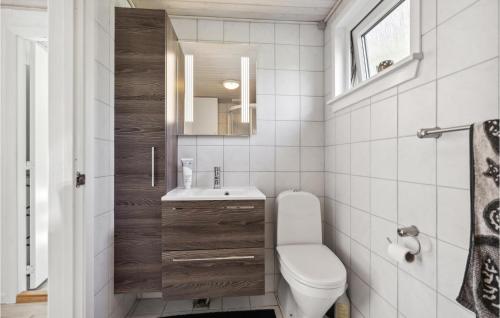 スナーヴィグにあるValnddenのバスルーム(トイレ、洗面台、鏡付)