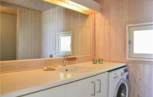 ホーンバックにあるAmazing Home In Hornbk With 3 Bedroomsのバスルーム(シンク、洗濯機付)