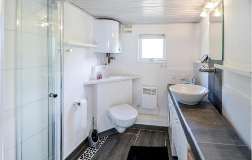 un piccolo bagno con servizi igienici e lavandino di 2 Bedroom Pet Friendly Home In Hornslet a Hornslet