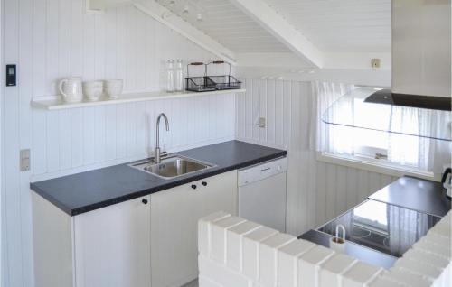 a white kitchen with a sink and a counter at 3 Bedroom Awesome Home In Strandby in Strandby