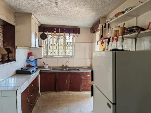 a kitchen with a refrigerator and a sink at Mara bush house in Sekenani