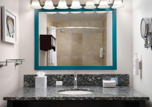 ein Bad mit einem Waschbecken und einem Spiegel in der Unterkunft Hampton Inn Chicago Downtown/Magnificent Mile in Chicago