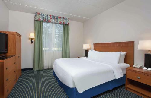 pokój hotelowy z łóżkiem i telewizorem w obiekcie Embassy Suites Lexington w mieście Lexington