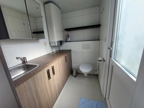 Koupelna v ubytování Voormalig strandhuisje in boomgaard in Hengstdijk