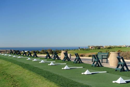 a row of chairs sitting on the grass near the ocean at The Cassara Carlsbad, Tapestry Collection By Hilton in Carlsbad