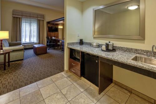 Habitación de hotel con lavabo y sala de estar. en Hampton Inn & Suites Birmingham/280 East-Eagle Point, en Hoover