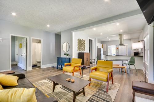 a living room with a couch and chairs and a table at High Point Vacation Rental with Private Deck and Yard! in High Point