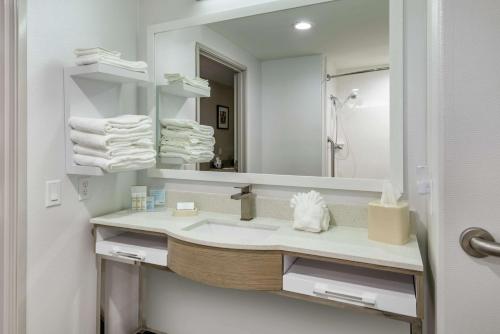 a bathroom with a sink and a mirror at Hampton Inn Brownwood in Brownwood