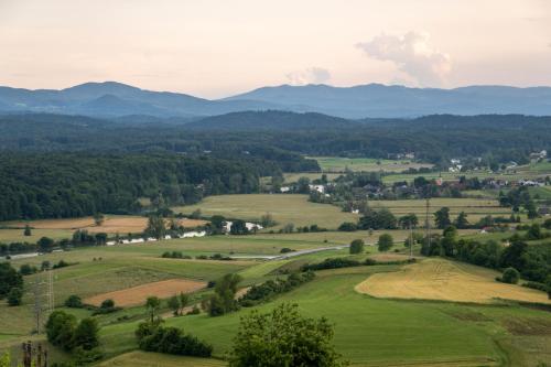 a view of a valley with mountains in the distance at Holiday home in Smarjeske Toplice - Kranjska Krain 45723 in Smarjeske Toplice