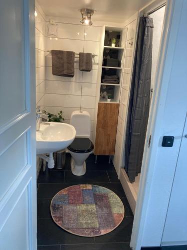 bagno con servizi igienici e lavandino di Annexet a Hässleholm