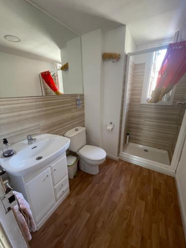 a bathroom with a white sink and a toilet at Piso junto universidad y Hospital Clínico in Zaragoza