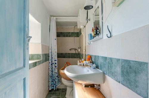 a bathroom with a sink and a toilet at BEE HOUSE Ponzone in Ponzone