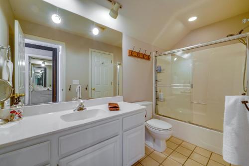 a bathroom with a sink and a shower and a toilet at Incline Village Retreat Near Skiing and Beaches in Incline Village