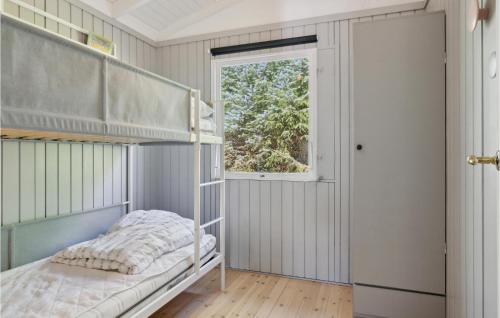 ティスヴィレライにあるGorgeous Home In Tisvildeleje With Wifiのベッドルーム1室(二段ベッド、窓付)