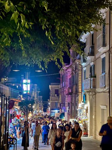 a crowd of people walking down a street at night at Don Carlo Tropea in Tropea