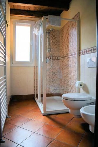 a bathroom with a shower and a toilet at Corte Certosina in Trezzano sul Naviglio