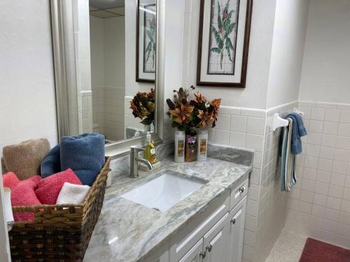 a bathroom with a sink and a mirror at Vacation home in Melbourne