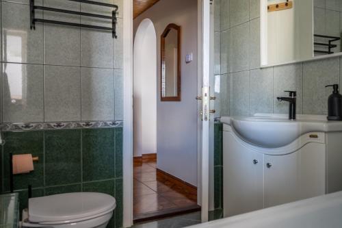ein Bad mit einem WC und einem Waschbecken in der Unterkunft MooToo Central Flat One in Timişoara