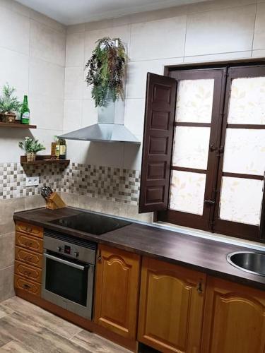 a kitchen with a sink and a stove top oven at León Antiguo Palomera in León