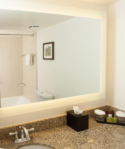 a bathroom with a sink and a mirror at Embassy Suites by Hilton Nashville Airport in Nashville