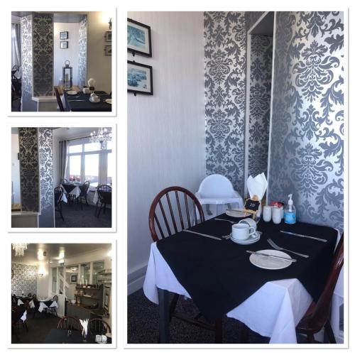 a collage of pictures of a dining room with a table at The Rutland in Blackpool