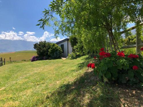 a house on a hill with flowers and a fence at Witzenberg Base Camp, to rejuvenate mind and soul in Tulbagh